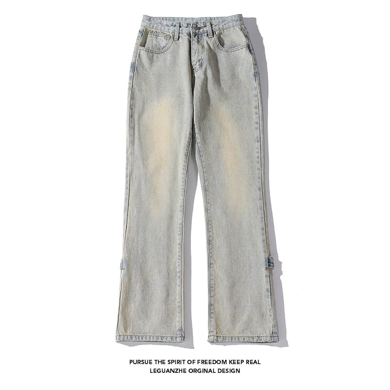 [BIGEMAN Series] ★Denim pants★ Brushed lining 2color bottoms pants unisex men's large size with design