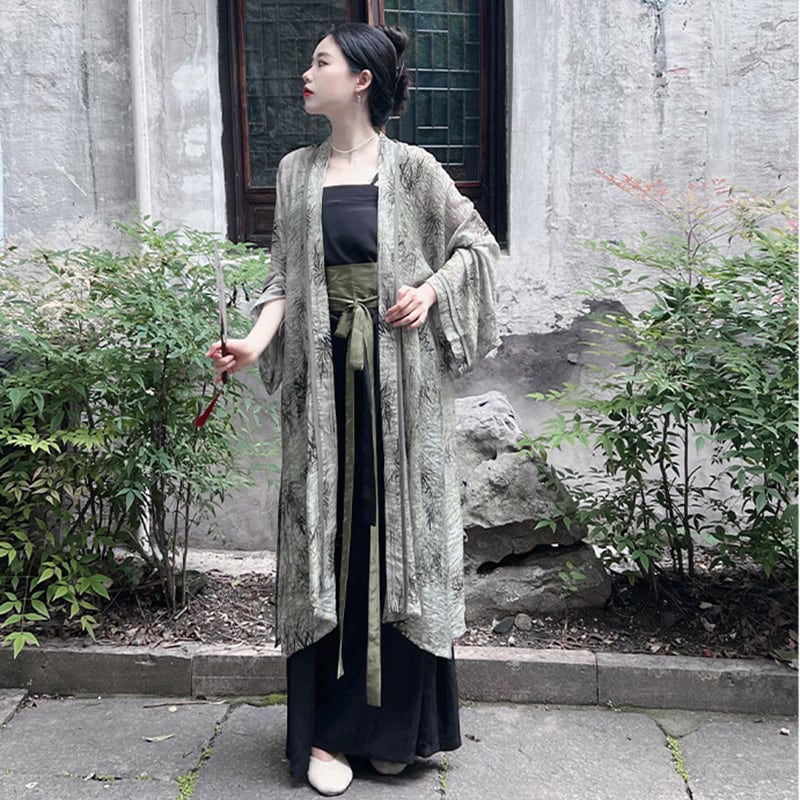 [Haruyama Mokugo Series] ★China style happi coat★ Long outerwear, thin improved Chinese clothing, loose, bamboo, everyday wear, Chinese clothing