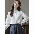 Load image into Gallery viewer, [SAIERMO series]★China style shirt★ Tops Chinese button cotton cute stand neck long sleeve shirt white
