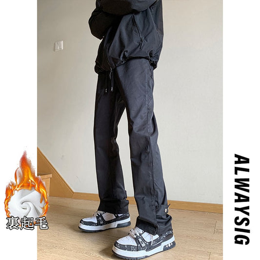 [BIGEMAN Series]★Casual pants★Fleece lined 2color bottoms pants unisex men's large size fall/winter clothes