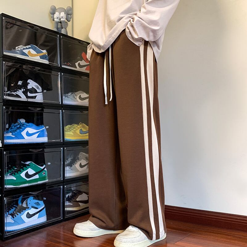 [SENSU Series]★Casual Pants★ 3color Bottoms Pants Unisex Men's Vertical Striped Striped Pattern Black Beige Coffee Color