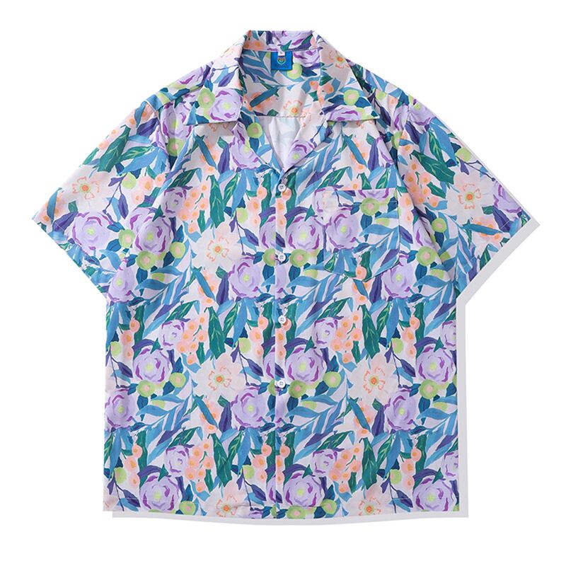 [TRAVEL ISSUANCE Series]★Shirt★ 2color Hawaii Aloha Shirt Print Oil Painting Style Unisex Men's Cute