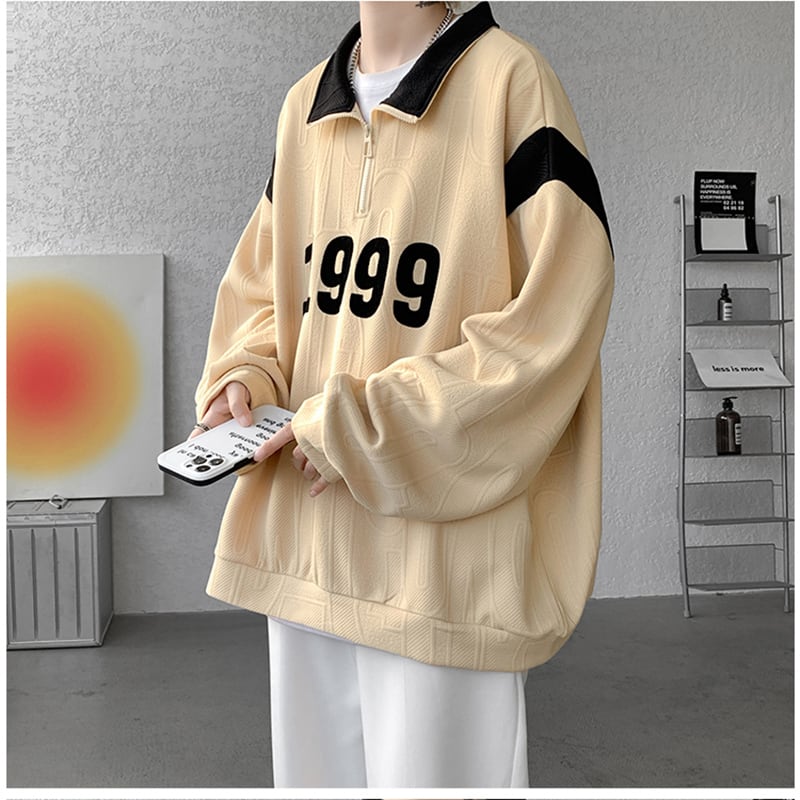 [ZHUIYI Series]★POLO Shirt★ 3color Tops Long Sleeve Tops Unisex Men's Number Pattern Color Scheme Light Brown Black White