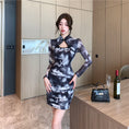 Load image into Gallery viewer, [Eighteen Impressions Series]★Cheongsam dress★ Slimming sexy SML short length retro ink pattern dress
