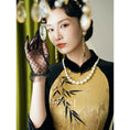 Load image into Gallery viewer, [MISS.F Series]★Cheongsam dress★ Switching velvet Temperament enhancement Color scheme Chinese style dress
