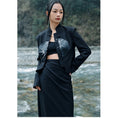 Load image into Gallery viewer, [Big Blue Dragon Series] ★China style outerwear★ Blazer, embroidered bamboo, changeable, slimming, black, black, easy to match
