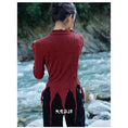 Load image into Gallery viewer, [Big Blue Dragon Series] ★China style tops★ Shirt, irregular, slimming, easy to match, wine red, red
