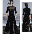 Load image into Gallery viewer, [Daiseiryusu Series] ★China-style dress★ Improved cheongsam dress, velvet, switching slit, black
