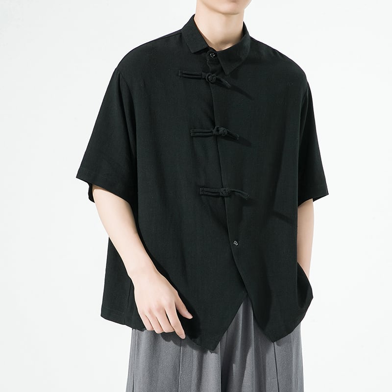 [MMstudios series]★China style shirt★ Tops 3color Unisex Men's Large size Plain Black Red