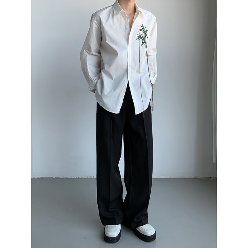 [QUANYI Series]★China style shirt★ Tops Bamboo Bamboo embroidery Unisex Men's White White Simple