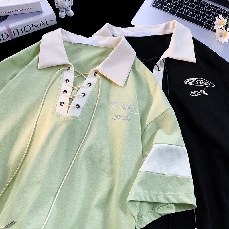 [CHAOMEICHEN Series]★POLO Shirt★ 2color Tops Unisex Men's Casual Green Black