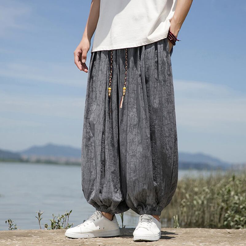 [YISHUO Series] ★Pants★ 3color Tops Unisex Men's Large Size Nine-quarter length Black Green Gray