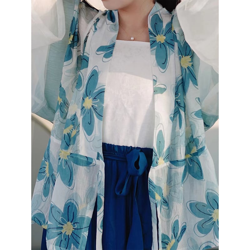 [Haruyama Mokugo Series] ★Chinese style pants★ Improved Chinese clothing, plain, everyday wear, Chinese clothing, blue, blue, easy to match