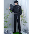 Load image into Gallery viewer, [Kuraho Koya Series]★China style trousers★Bottoms Bamboo embroidery Unisex Men's Black Black
