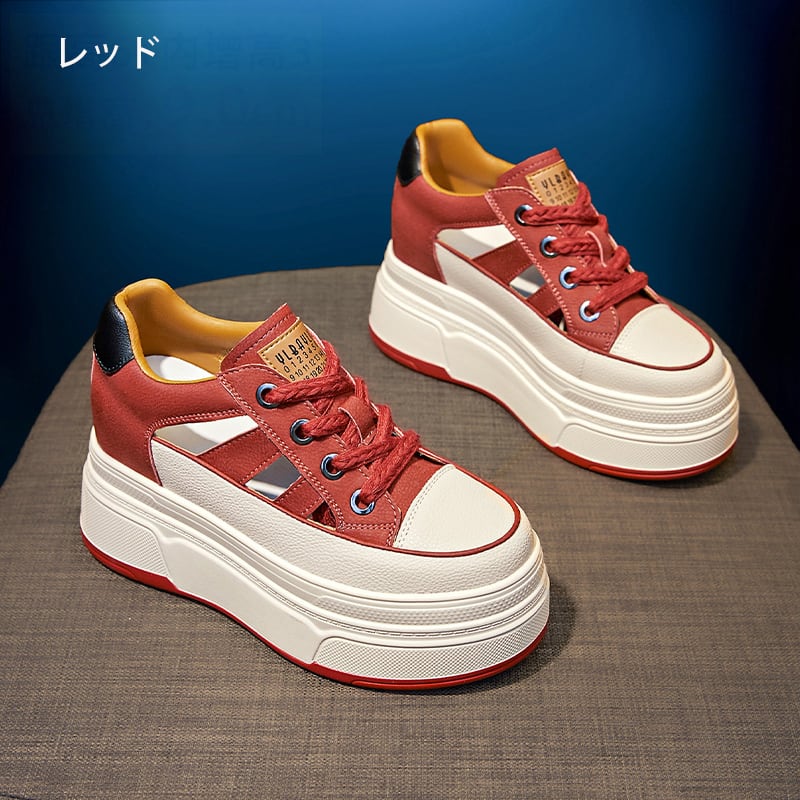 [AIGENIAO Series]★Shoes★ 3color Women's Shoes Thick Sole Openwork Size 34-39 Beige Brown Purple Red