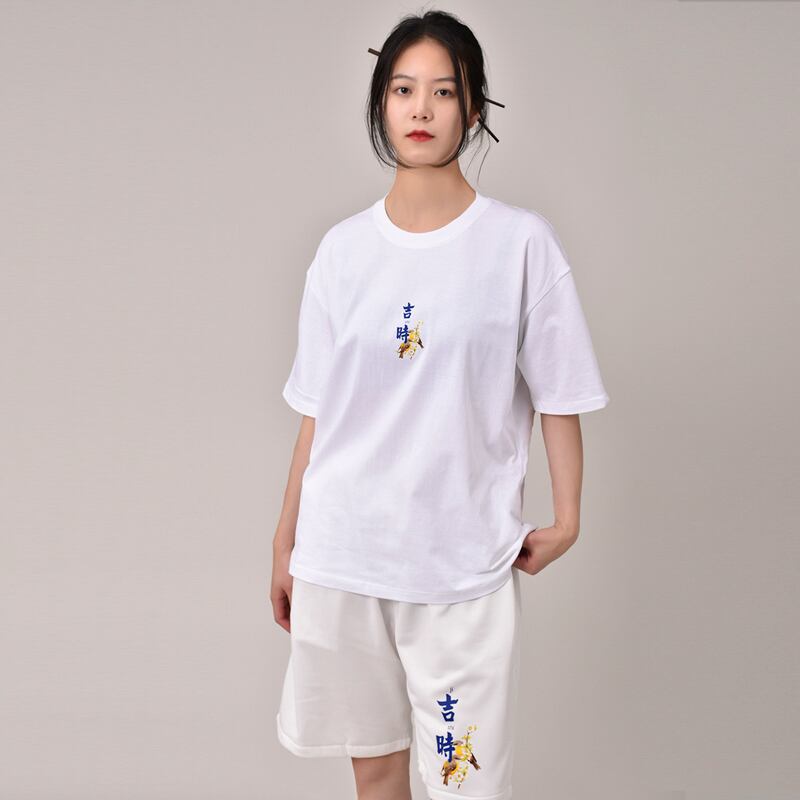 [Mumuki Series]★China style T-shirt or shorts★Short sleeve T-shirt Letter pattern 3color Unisex Men's Large size