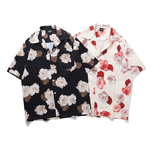 [From Mars Series]★Retro Shirt★ 2color Unique Unisex Men's Couple Clothes Floral Pattern White Black