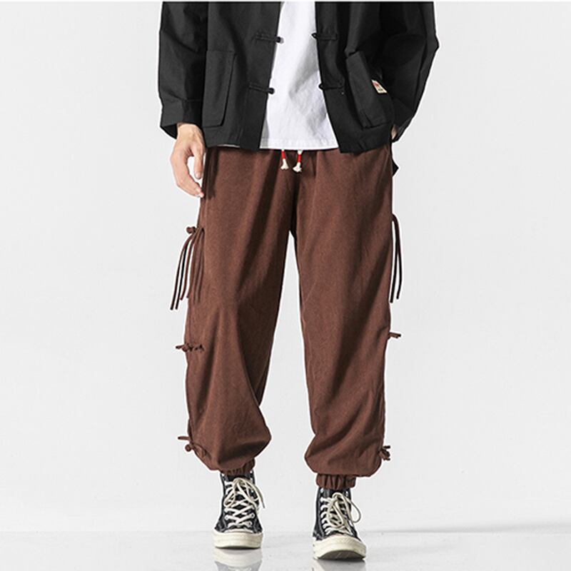 [Small Trouble Series]★China style pants★ 3color bottoms unisex men's large size gray black coffee color