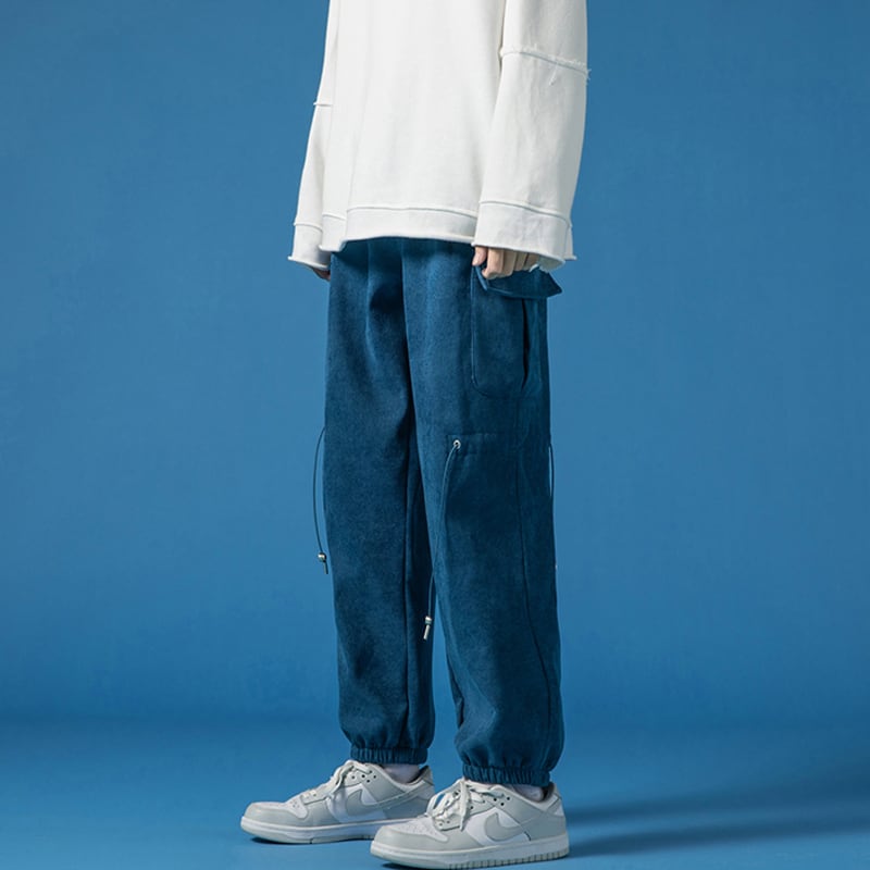 [BIGEMAN Series] ★Casual Pants★ 2color, 3/4 length bottoms, trousers, unisex, men's, large size, slimming, black, blue, stylish