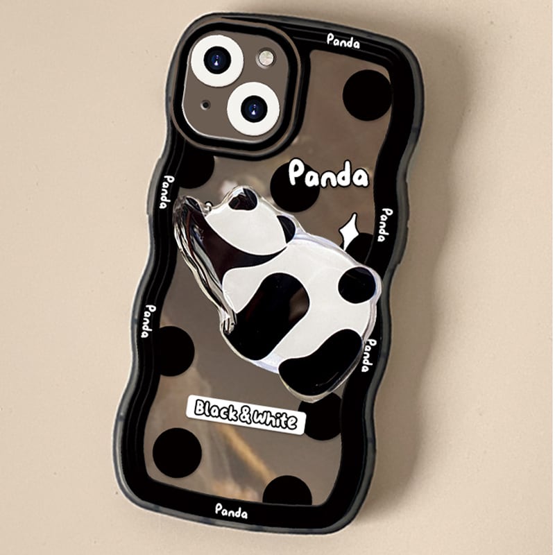 [Nami Series]★Mobile Case★ Panda iPhone 13 12 11 iPhoneX XS XR iPhone 7/8 Animal Cute Black Black