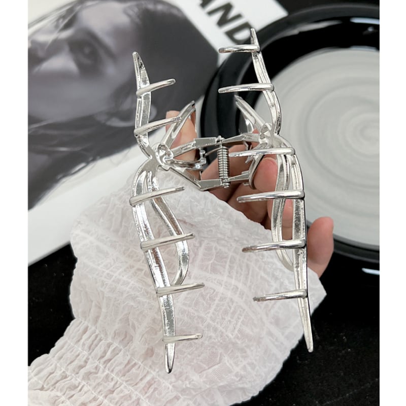 [KANSAI Series] ★Hair Ornament★ Hair Clip Accessory Small Item Silver Unique Easy to Match Trendy Stylish Large Bun Hair Shiny Women Gift