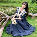 Load image into Gallery viewer, [Dong Xiaojie Series] ★Sailor color dress★ Cute large size Blue Blue Blue Date, school, commuting
