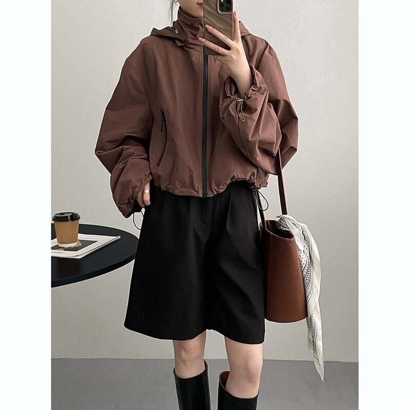 [Tenkawa Series] ★Outer★ 2color Jacket Short Length Simple Easy to Match Blue Coffee Color