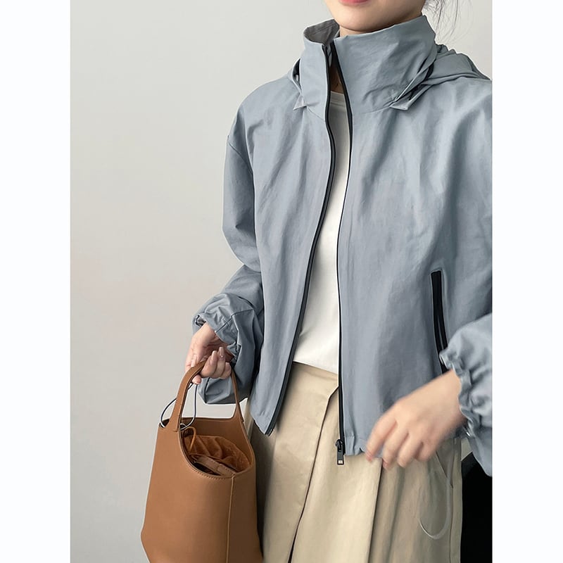 [Tenkawa Series] ★Outer★ 2color Jacket Short Length Simple Easy to Match Blue Coffee Color