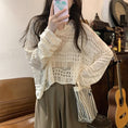 Load image into Gallery viewer, [Saikusou Series] ★Sweater★ 3color Knit Tops Openwork Mini Length Loose V Neck Beige Simple
