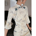 Load image into Gallery viewer, [Customize --- Kiyosagi Series] ★Cheongsam dress★ Chinese-style dress, improves temperament, Chinese clothes, crane pattern, crane, long length
