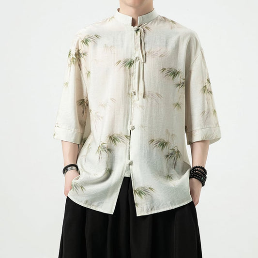 [JUNYI Series]★China Style Shirt★ Tops 5color Unisex Men's Large Size Bamboo Bamboo Pattern Print