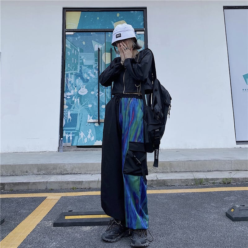 [Miyakoya Series]★Casual Pants★ Polarized switching pants bottoms street wide pants unisex gaucho pants