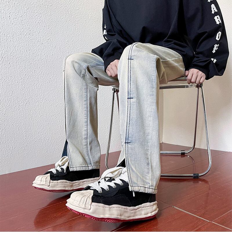 [KAAIER Series]★Denim pants★ 2color bottoms pants unisex men's retro easy to match slimming