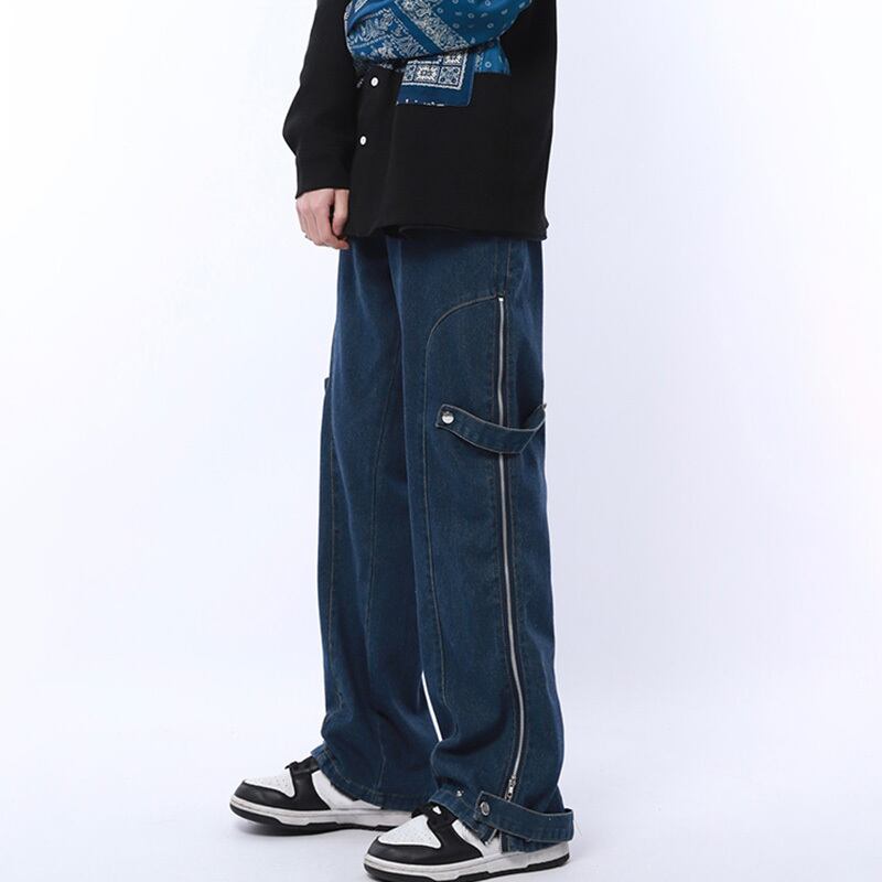 [MGJM Series] ★Denim Pants★ Bottoms Pants Unisex Men's Retro Easy to Match Blue Blue