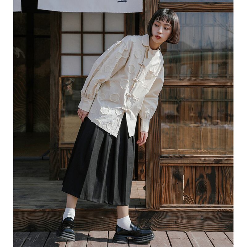 [Yangji Great Dream Series] ★Chinese style shirt★ Tops, irregular, long sleeve shirt, loose, Chinese clothes, cute, original