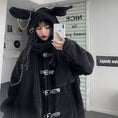 Load image into Gallery viewer, [Miyakoya Series] ★Coat + Hat★ Trench coat Black Black autumn/winter coat Thick, warm, loose, cute
