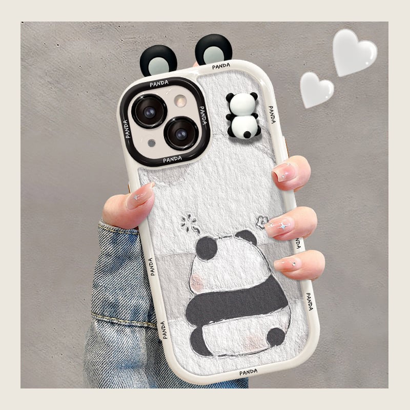 [DKF Series]★Mobile Case★ 2color Panda Super Cute iPhone iPhone14 iPhone13 iPhone12/11/7/8XS