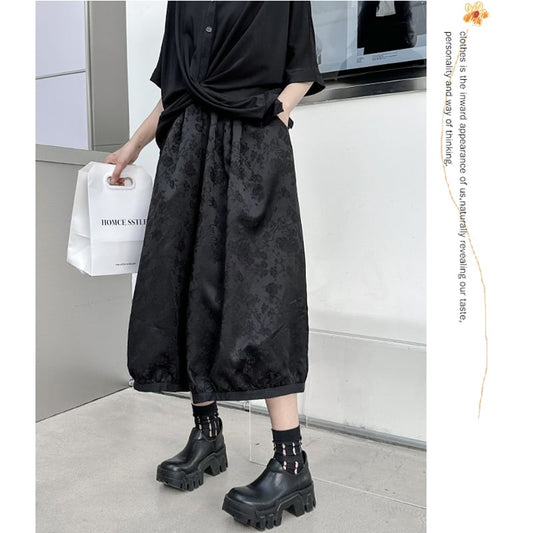 [YIDAO Series] ★China style trousers★ Daily wear, Chinese clothes, black, easy to match, nine-quarter length, summer clothes, loose-fitting