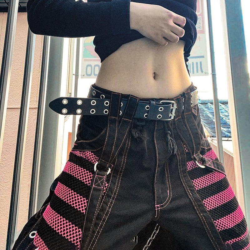 [HJIA Series] ★Casual Pants★ Bottoms Mine Style Steampunk Street Black Black High Waist