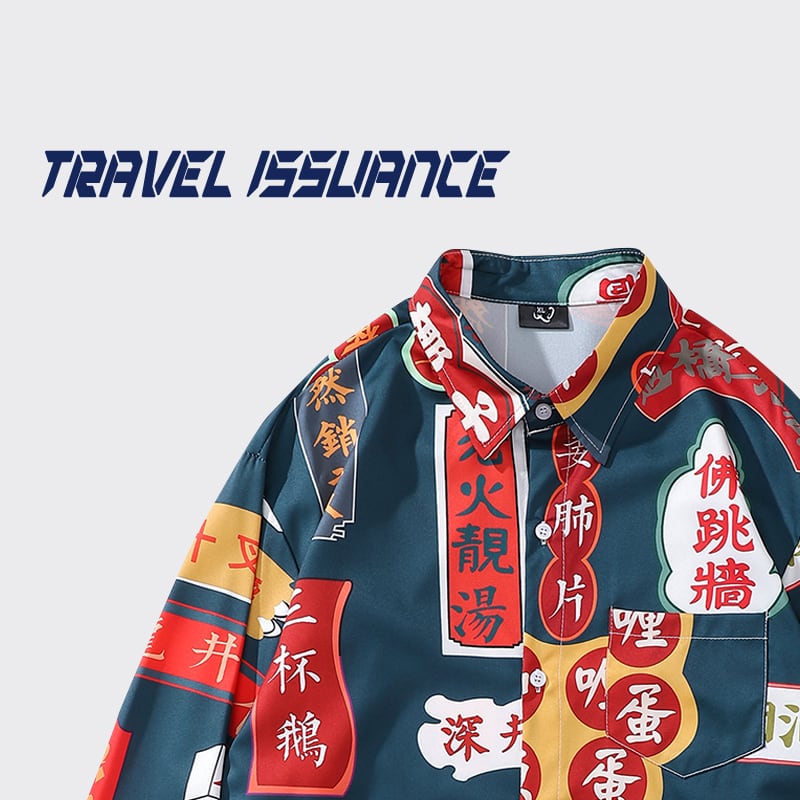 [Escaped Earth Series] ★China Style Shirt★ Long Sleeve Shirt Tops Letter Pattern Unisex Men's ML XL 2XL Unique