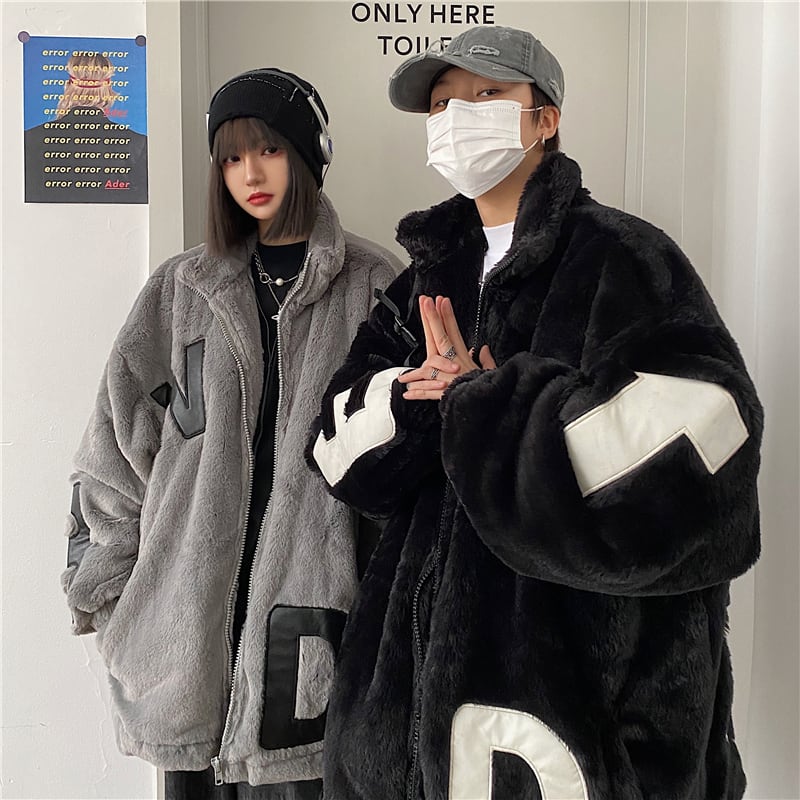 [Style Series] ★Outerwear★ 2color jacket unisex men's thick warm black gray black gray couple clothes