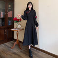 Load image into Gallery viewer, [Dong Xiaojie Series] ★Chinese style dress★ Large size Chinese dress Black Black improved cheongsam dress Long length Slim
