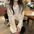 Load image into Gallery viewer, [Saikusou Series] ★Sweater★ 3color Knit Tops Openwork Mini Length Loose V Neck Beige Simple
