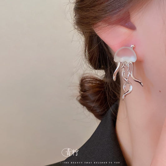 [Blue Series]★Earrings★ Pair of Earrings, Women's Accessories, Jellyfish, Improves Temperament, Date, Personality