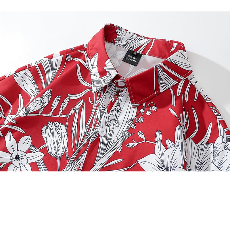 [MOISHE TIDE Series]★Shirt★ Tops Long Sleeve Shirt Spring/Summer ML XL 2XL Unisex Men's Red Red