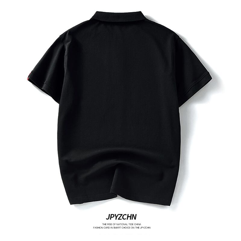 [JPYZ Series] ★China Style Tops★ POLO Shirt Embroidered Panda Cute Unisex Men's Black Short Sleeve