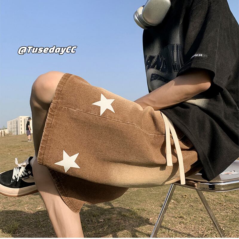 [NANSHI Series] ★Shorts★ Denim pants 2color Casual Unisex Men's Simple Star Summer Clothes Black Brown