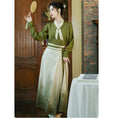 Load image into Gallery viewer, [Az Suna Series] ★Chinese style setup★ 2-piece set Shirt Maki skirt Green Green S M L XL
