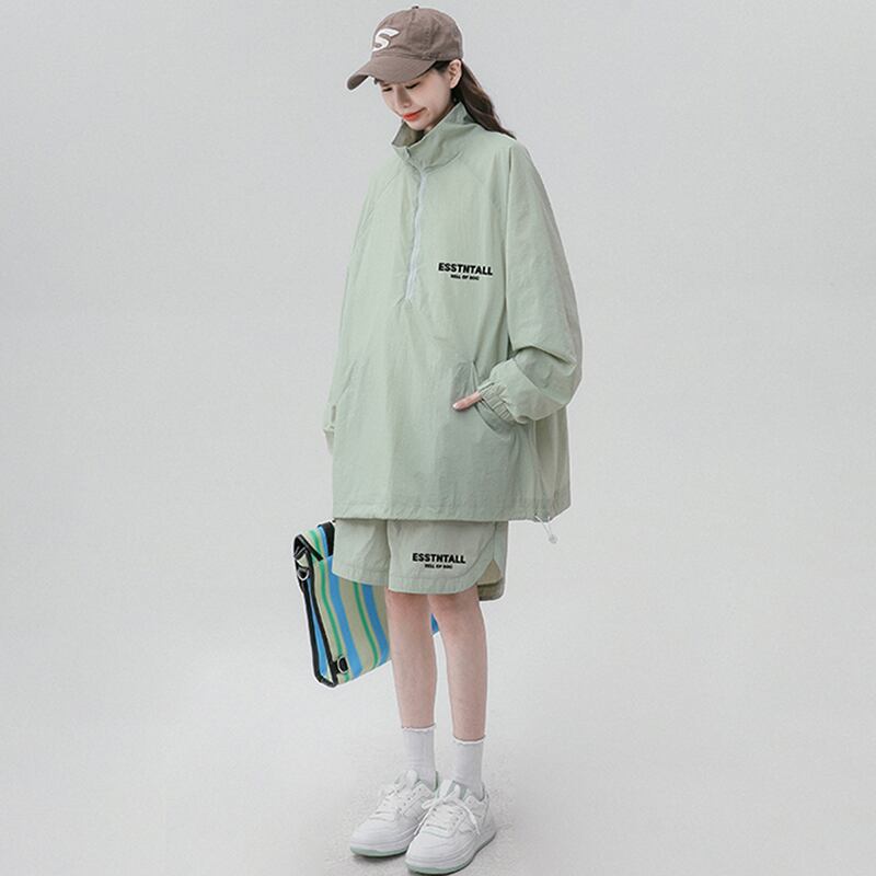 [CHAOMEICHEN Series]★Setup★ 3color outerwear + shorts, unisex, men's sun protection, green, black, fashion