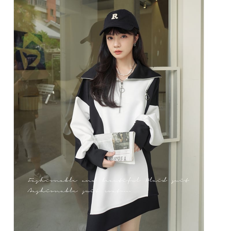 [DEER Choyo Deer Series] ★One piece★ Short length, casual, off-the-shoulder, color scheme Black White Black White S M L XL